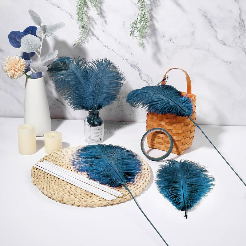Holmgren Turquoise Ostrich Feathers Bulk - 20pcs Making Kit 22 Inch Boho Ostrich Feathers for Vase, Floral Arrangement, Wedding Party Centerpieces and Home Decorations (Turquoise) - Image 5